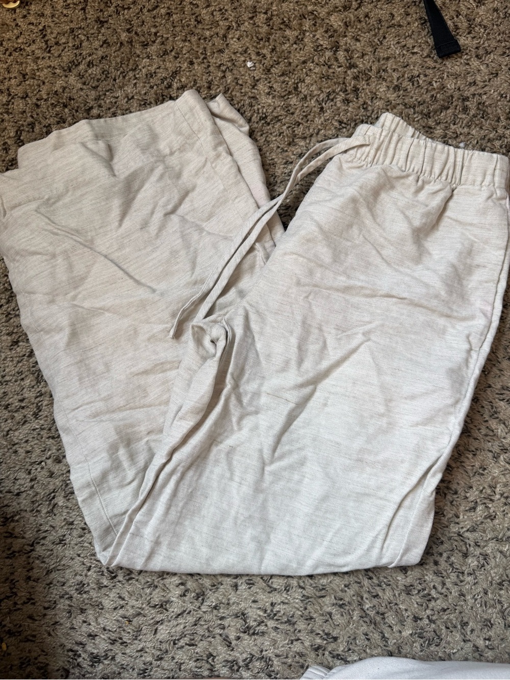Aritzia Wide Leg Drawstring Pants in Light Cream